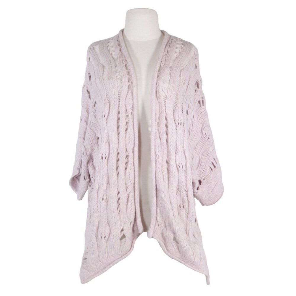 Calypso Women Size 1 Lilac Purple Cardigan Sweater Crochet Knit S/S Alpaca Shirt